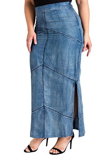 Standards & Practices Plus Size Modern Women's Tencel Denim Maxi Pencil Skirt