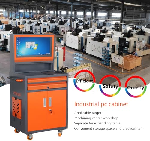 Image of Industrial Computer Cabinet, Mobile Security LCD Computer Cabinet, Enclosure Industrial Computer Desk Maximum Suitable for 27 inches Monitor