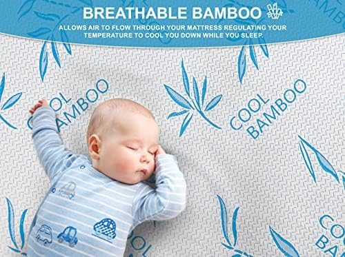 Kova Kh Harper CBMP Cooling Bamboo Rayon Mattress Protector With Zipper - 100% Waterproof Size Mattress Cover - Soft & Breathable Jacquard Noiseless Mattress Pad Covers - Zippered Mattress Encasement  thumb #5