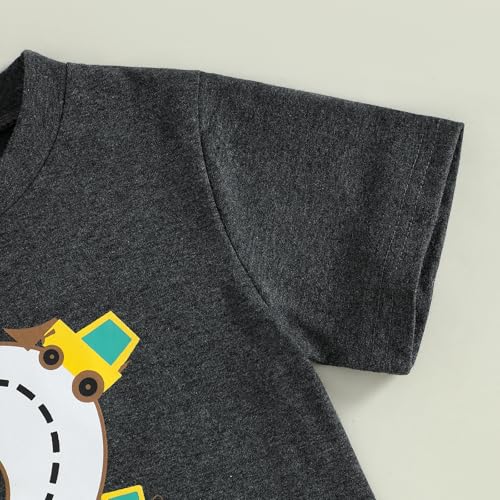 1st 2nd 3rd 4th 5th 6th Birthday Boy Shirt Construction Excavator Number Print Graphic Tee Shirts4