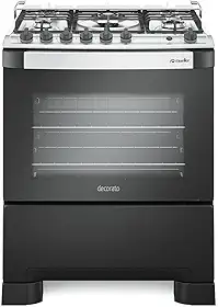 Fogão 5 Bocas Mueller Decorato Preto Fosco Bivolt com Tripla Chama