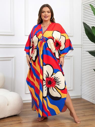 Image of Kaftan Dress for Women - Plus Size Caftan Maxi Beach Dress Moo Moos Loungewear, Swimsuit Cover Up for Beach, Pool or Vacation