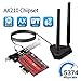 WiFi 6E AX210 (AXE5400) PCIe WiFi Card for Gaming PC Tri-Band PCIe Wireless Adapter for Desktop with High Speed Extended Pro Base Dual Antennas Bluetooth 5.3(USB Port),MU-MIMO, OFDMA for Win 11/10