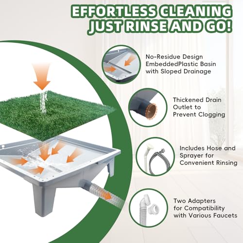 Dog Potty, Self-Draining Dog Potty with Premium Artificial Dog Grass Pads for Potty Training, Indoor & Outdoor Dog Potty System with Synthetic Turf, Dog Toilet, Easy Drainage Cleanup - Image 6
