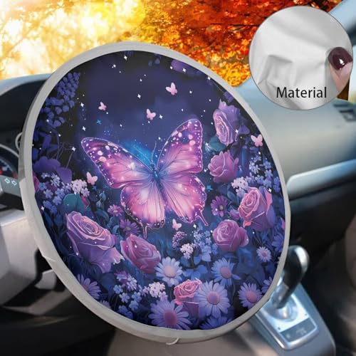 Image of Sunset Scenery Steering Wheel Sunshade Car Interior Design Sun Shade for UV Protection Removable Automotive Accessories Easy Installation Universal Vehicle Accessories