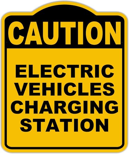 ELECTRIC VEHICLES CHARGING STATION Caution Yellow Black Aluminum Composite Sign 20 x 24 inches