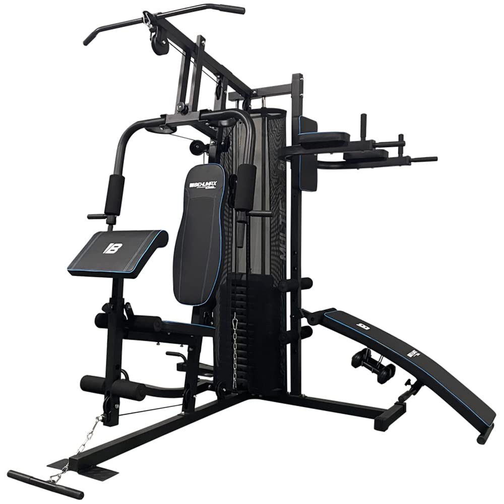 BEHUMAX Máquina multifunción Multigym 500 Máquina de musculación, multiestacion, Hombros, Espalda, Brazos, Pecho, piernas, Triple polea, 67,5kg