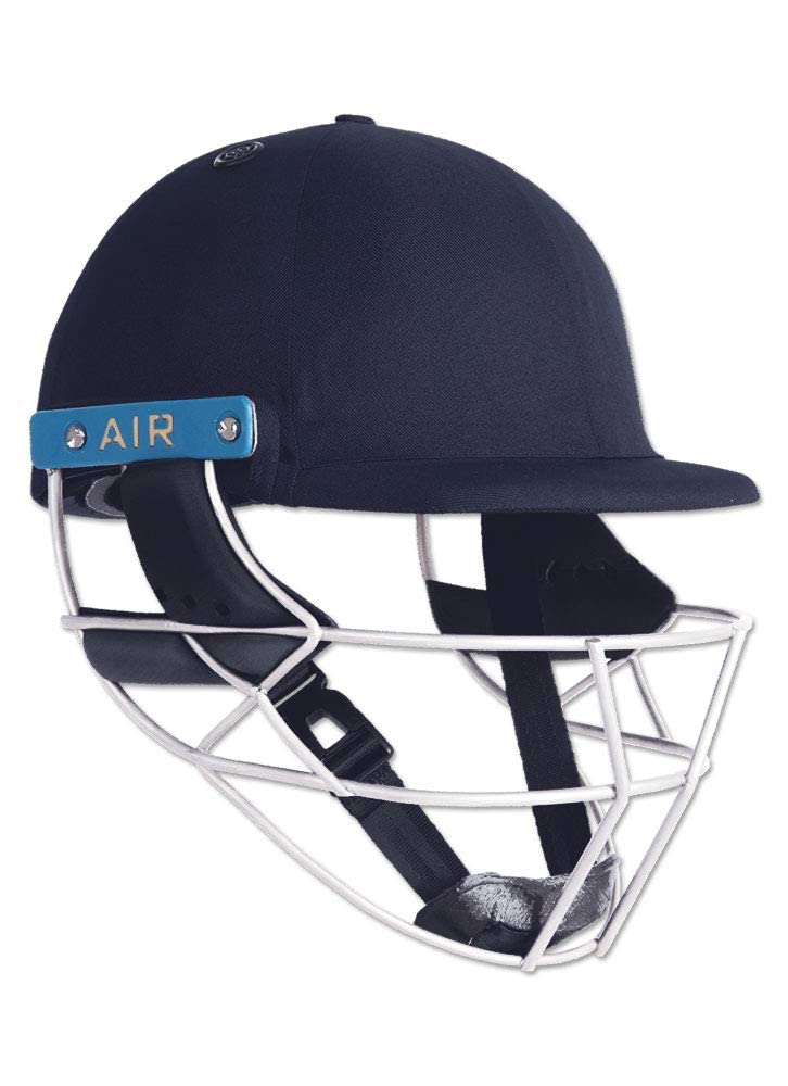 SHREY Master Class AIR 2.0 Titanium Cricket Helmet with MESH Bag,SWOPPA Band,Rear Cushion Pads,Round Inner Cushions,4 Round Velcro Set (XL, Navy Blue)