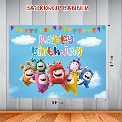Image of Oddbods Birthday Backdrop 5x4 Ft | Backdrops for Decoration | Birthday Decoration Backdrop | Banner for Kids Theme Party