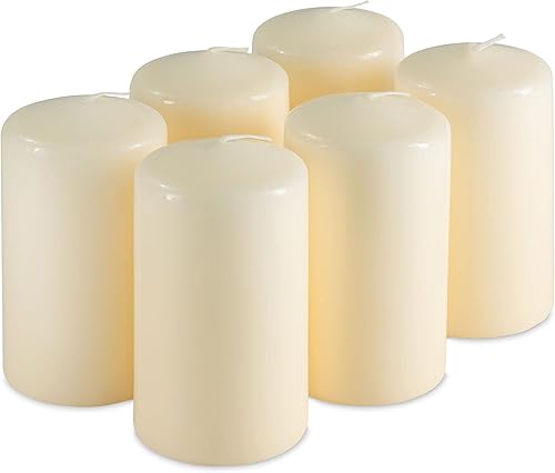 SPAAS - Juego de 6 velas de pilar de color marfil, velas de pilar sin perfume de 2.3 x 4 pulgadas, velas decorativas de marfil para decoración del