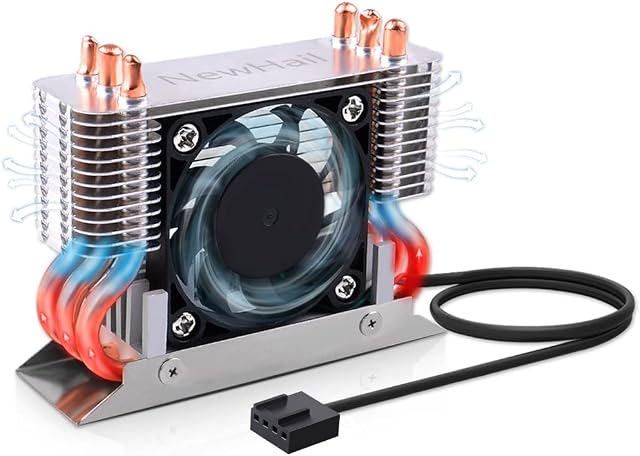 NewHail M.2 2280 SSD Heatsink, 40mm PWM Cooling Fan + Heat Pipes + Thermal Pad, M.2 SSD Cooler for M.2 2280 NVMe & SATA SSD Only