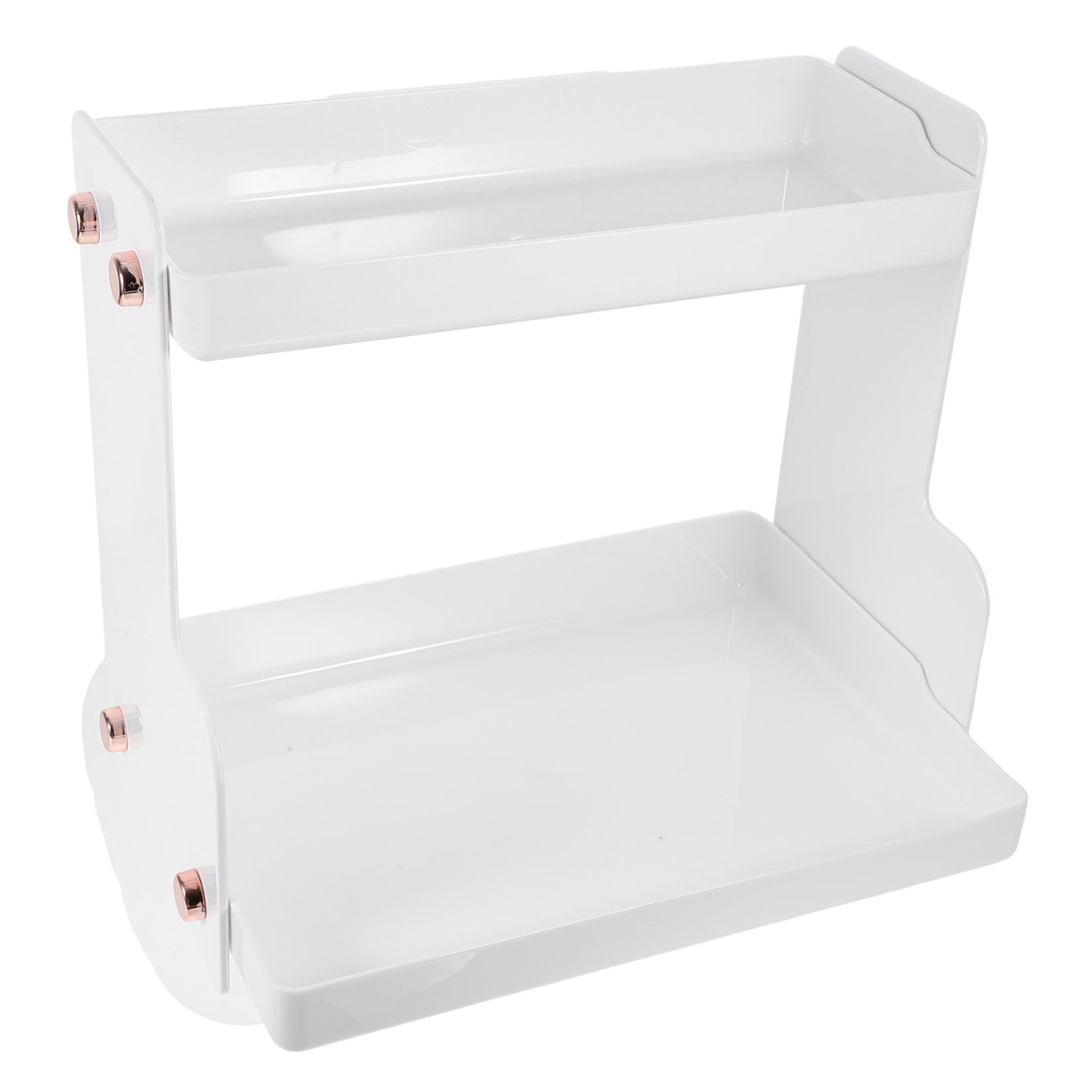 Organizzatore da Bagno a Doppio Ripiano Bianco in Acciaio Inossidabile e Pet, Scaffale da Appoggio per Cosmetici e Articoli da Toeletta, per Bagno e Comodino