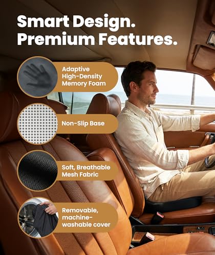 Everlasting Comfort Doctor Recommended Memory Foam Seat Cushion for Office Chairs & Car - Ergonomic Office Desk Accessories - Cushions for Tailbone Pain Relief, Sciatica (Black, La image 3