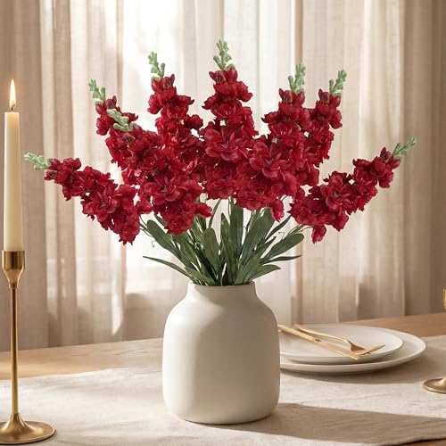 Image of Decor & More 2 PCS Realistic Silk Delphinium Long Stem Artificial Flowers Bunch Without Pot | Artificial Flower for Decoration | Long Artificial Flowers for Big Vase | Home & Restaurant (Without Pot)