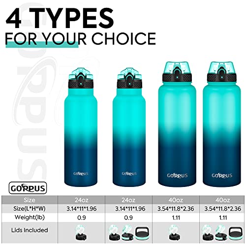 GOPPUS 750ml/26oz Stainless Water Bottle with Straw Double Wall Insulated Bottles with Strap Reusable Vacuum Thermal Flask Leakproof Keep Cold Drinks Bottles with Flip Top Lid for Men Women BPA Free - Image 2