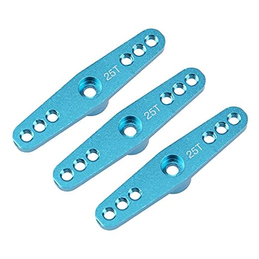 3Pack ShareGoo Aluminum Alloy 25T Servo Horn Double Arm Steering Arms Compatible with Futaba Savox Power HD HSP MG995 Servos Motor 1/8 1/10 RC Car Buggies (Blue)