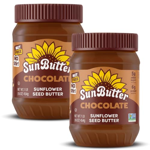 SunButter® Chocolate Sunflower Seed Butter (1 Jar | 16 oz) - Healthy, Low-Sugar, Protein-Packed Spread for Breakfast, Desserts, Snacks &amp; More (Pack of 2)