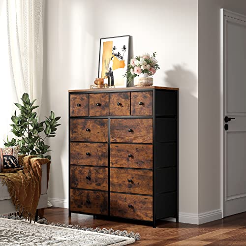 Enhomee 20220604 Dresser, Dresser For Bedroom With 12 Drawers, Tall Dresser With Wooden Top And Metal Frame, Bedroom Dresser Dressers & Chests Of Drawers Clearance thumb #3