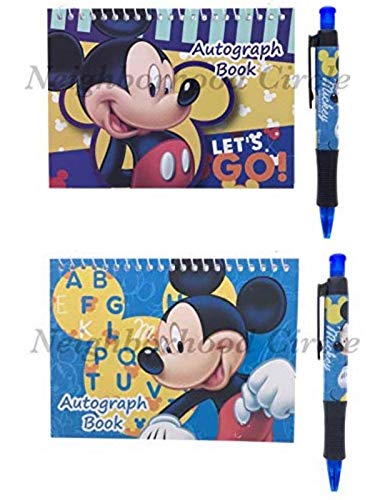 Carnet d'autographes Disney stylo Mickey bleu album souvenirs