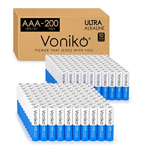 Image of Voniko AAA Batteries 200 Pack - 1.5V Alkaline Triple AAA Batteries