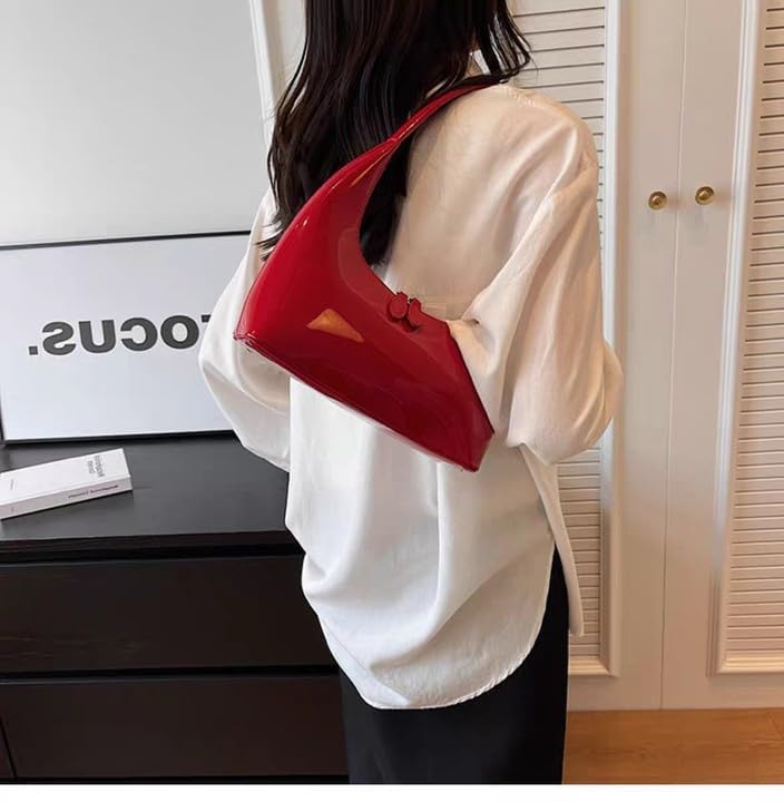 Small Shoulder Bag for Women Chic Leather Purse Red Underarm Bag3