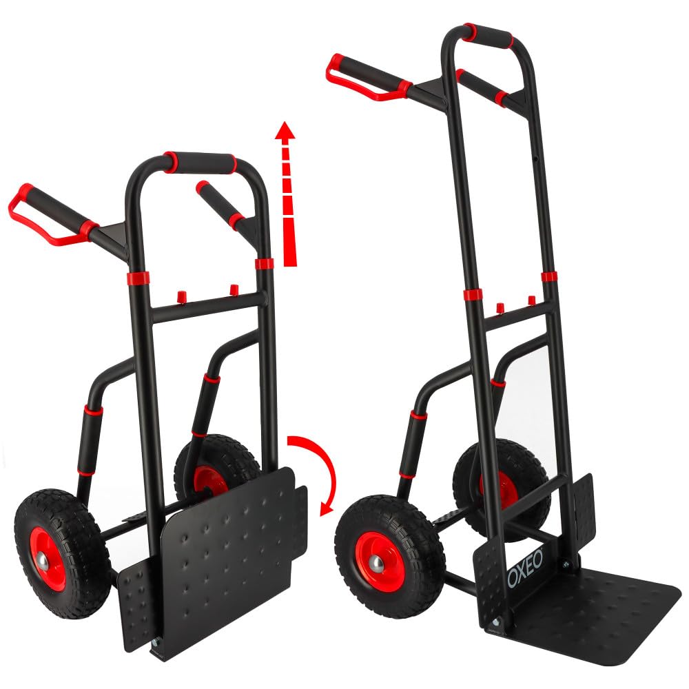 Diable pliant roues increvables - 250kg - Acier renforcé - Poignées ergonomiques - Plateau rabattable - Manutention déménagement