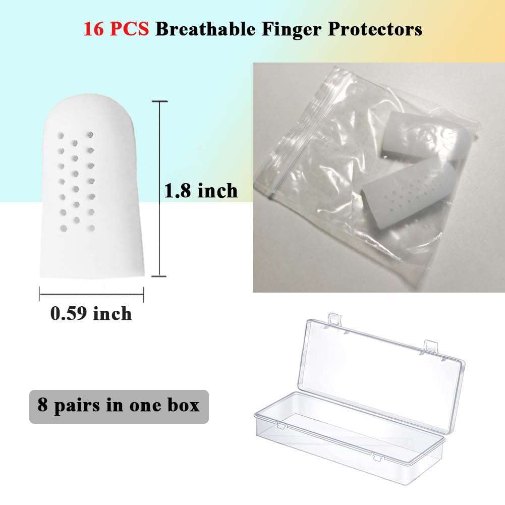 16 protectores de dedos de gel con agujeros, protectores de dedos de silicona blanca, fundas de dedos, protección para eccema, heridas, ampollas, artritis rota, dedo gatillo