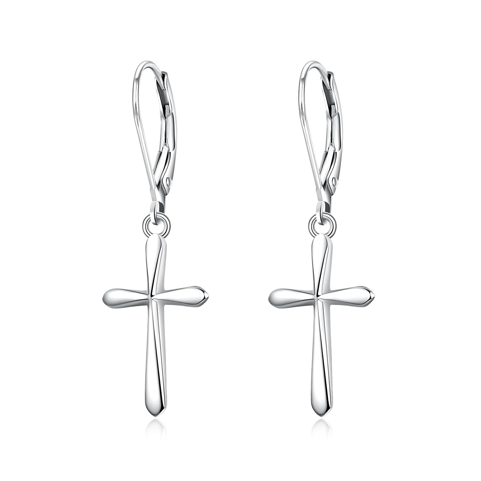 Rnivida 925 Sterling Silver Cross Dangle Drop Earrings for Women