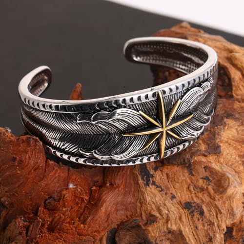 TURTLEDOVE Viking Compass Cuff Bracelet, Stainless Steel North Star Cuff Bangle, Vintage Nautical Jewelry for Men3