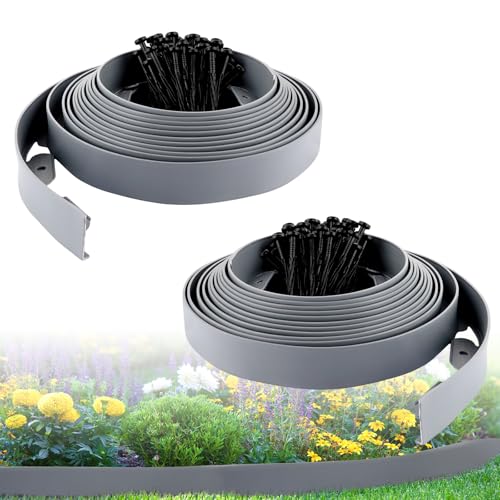 DAJAVE 2X Flexible Rasenkante Kunststoff 10m x 5cm (LxH) [60 Erdanker]...
