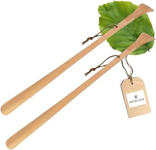 2X HOFMEISTER® Schuhlöffel mit Kratzhand aus Holz, erspart lästiges Bücken, Stiefel schnell An- & Ausziehen, Stabiler Schuhanzieher & Rückenkratzer, auch für Senioren & Schwangere
