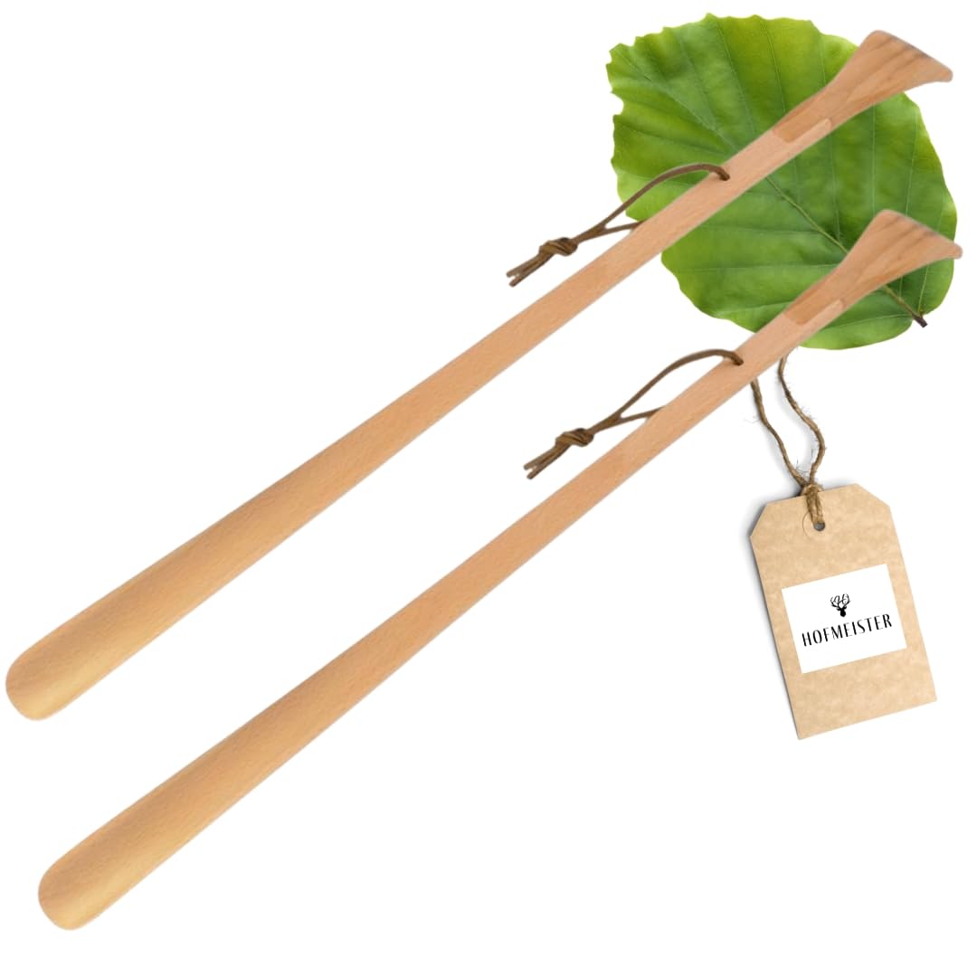 Chaussepied HOFMEISTER en bois lot de 2 avec main grattoir pour enfiler les chaussures sans se pencher