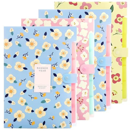 Image of Corslet Folder for Documents A4 Size 5 Pockets Files for Students for School and Office (Pack of 4)