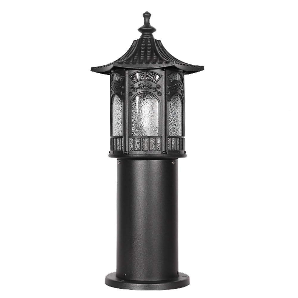 GTHTUHFD 23.6Inch Pillar Lamp With Frosted Glass, Black Post Lighting, Outdoor Street Light For Yard Garden Pathway