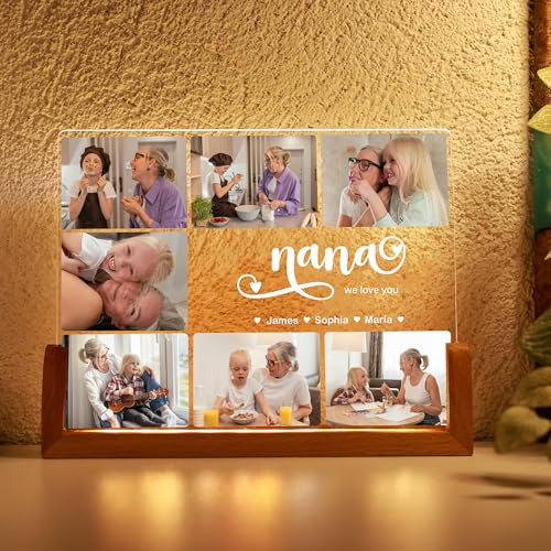 Image of Personalized Photo Collage Frame, Nana Photo Frame, Customized MomFrame, Mother's Day , Grandma Photo Collage Wooden Stand | Custom Gift | , Birthday valentine's day for Gift Him or Her (Nana Frame)