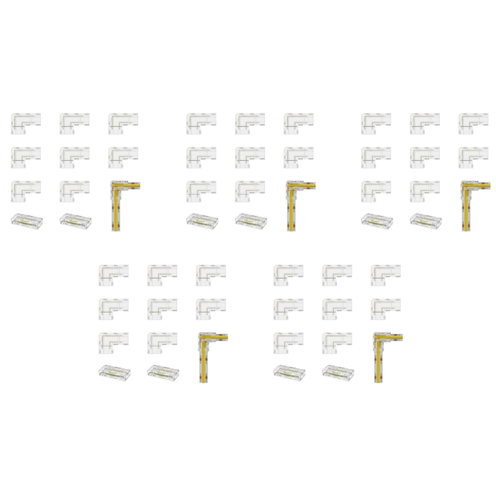 Jnchdghwa As Shown 8Mm Cob 40Pc L-Shaped/Corner Connector,10Pc Gapless Connectors For Cob Led Strip Lights,Not For 10Mm Tape Lights