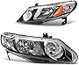 DWVO Compatible with 2006 2007 2008 2009 2010 2011 Civic 4-Door Sedan Headlight Assembly Headlamp Replacement Black Housing Amber Reflector (Only Compatible with 4-Door)