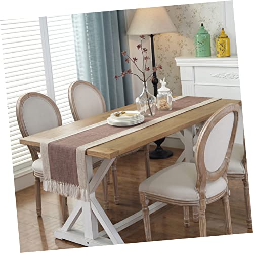 Nappe de table coton et lin lavable avec chemin de table a pompon - 3