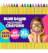 Blue Squid Face Paint Crayons for Kids - 18pcs XL Non-Toxic, Washable Body Paint Crayons - Our Fa...