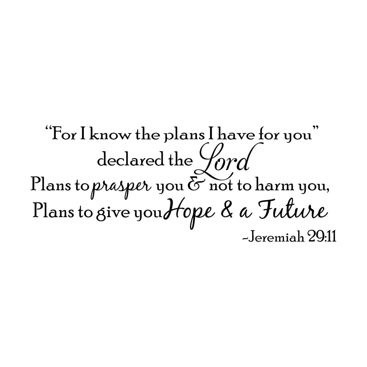 Lzhouting Wall Stickers 0071 For I Know The Plans Jeremiah 29:11 Lord Wall Sticker Bedroom Bible Verse Hope Word Jesus Religion Wall Decal Vinyl Small - 21X56cm
