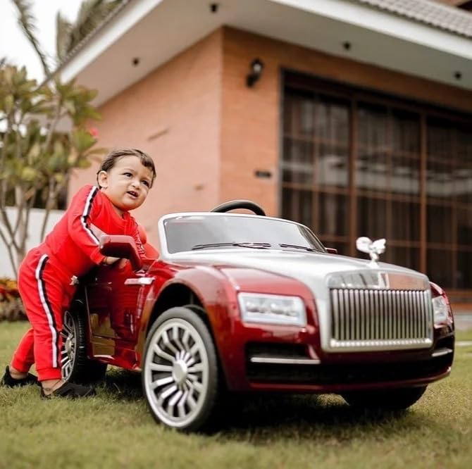 Image of Kawaii Kids AMR GT Battery Operated Sports Car for Kids with Music & Light for 1 to 5 Years Kids | Manual Plus Remote Control | 12V Battery (Rolls Royce, Cherry Red)