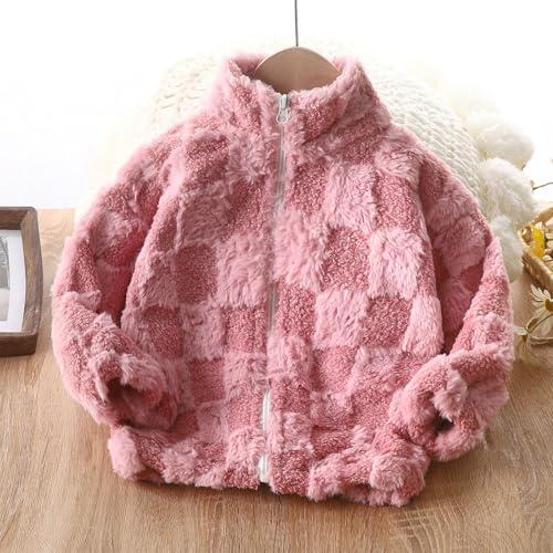 Boys Girls Plush Fleece Jacket Zip Plaid Soft Coat Kids Fall Winter Warm Outwear Comfortable Casual Fashion Outfits2