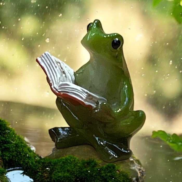 Amazon.co.jp: ミニチュアアニマル カエル 読書するカエル 小さな動物