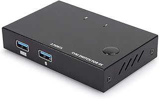 Eulbevoli 2 In 1 KVM Switch, Professional Made 4K30hz KVM Switch 4K60hz for Mouse Keyboard for Printer Sharing(KVM201)