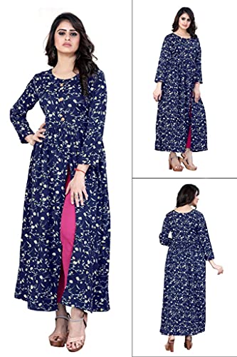 Image of H.E HAMZA ENTERPRISER Printed Crepe Material Brown Western Dress For Women