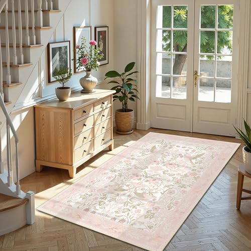 Tapete rosa 3'x5' lavable para interiores miniatura 5