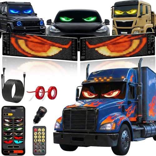 SMBLCE 2 Stück Devil Eyes LED Light for LKW Auto 120x595mm programmierbares Flexibles Panel Steuerung per Fernbedienung und Bluetooth-App Geeignet für Fahrzeuge/Partys/Werbetafeln/Geschenke.