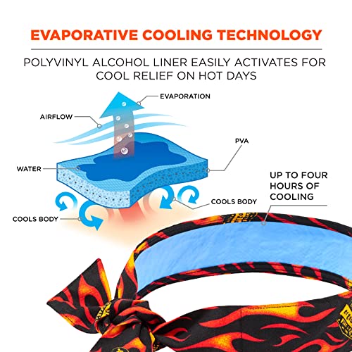 Image of Ergodyne Chill Its 6700CT Cooling Bandana, Lined with Evaporative PVA Material for Fast Cooling Relief, Tie for Adjustable Fit, Flames