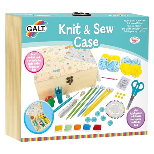 Galt Knit and Sew Kit Fun Introduction to Sewing and Knitting for Children Portable Kids Sewing Case Early Learning Craft Kit for Kids Children Activity Pack for Girls and Boys Ages 7 Years Plus
