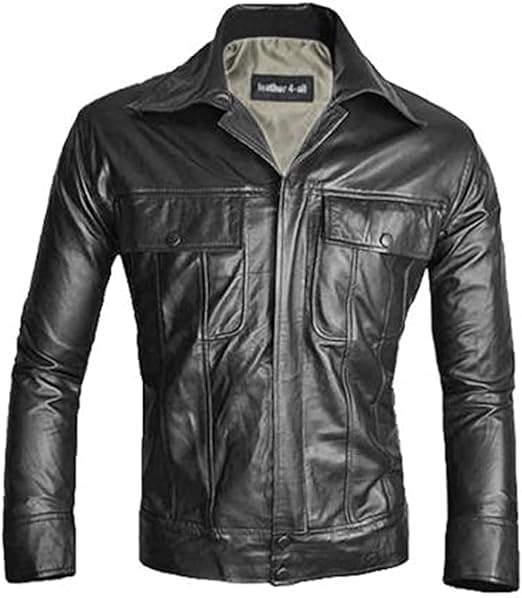 Classic American Singer Popstar Black Faux Leather Comeback Special Elvis Shirt Jacket - Leather Jacket Men